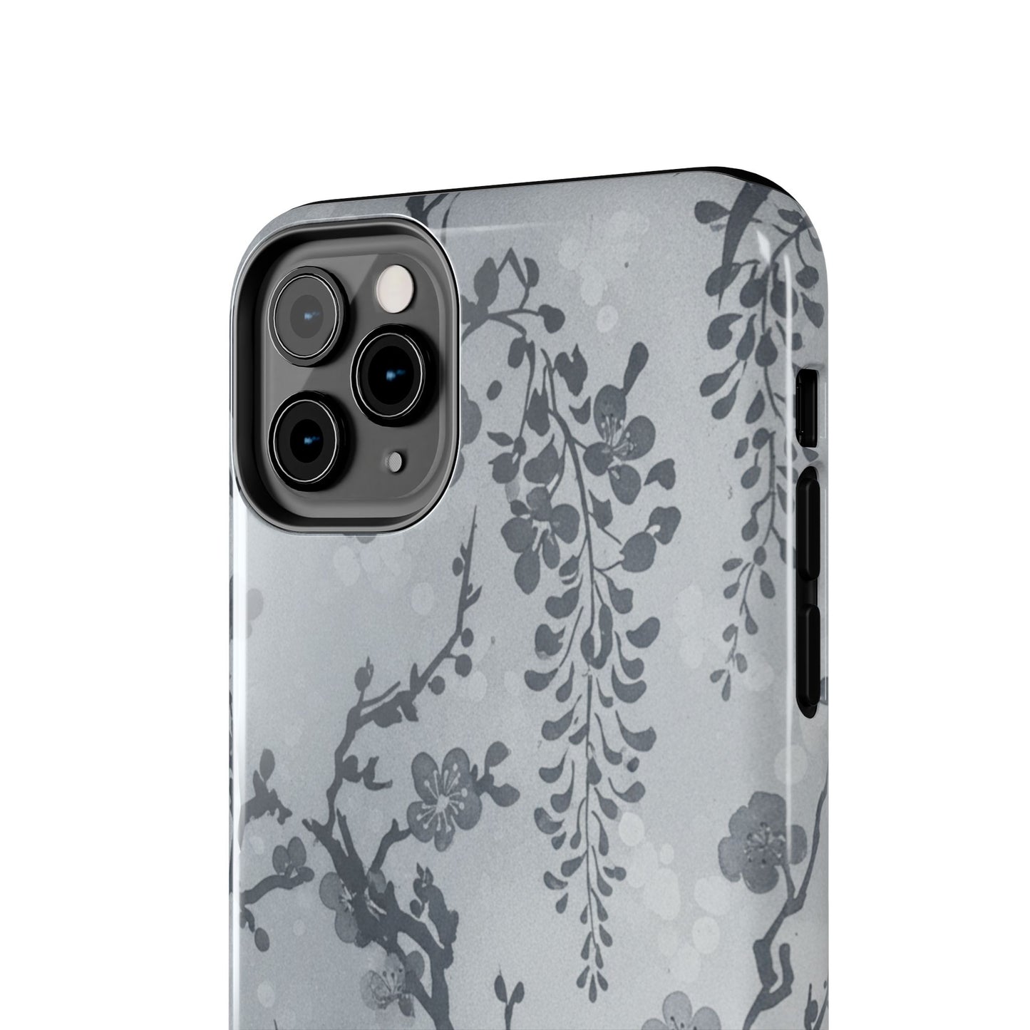 Tough Phone Case — Gray Cherry Blossom Ink Floral Design
