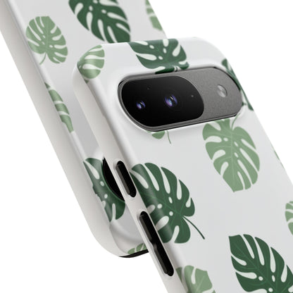 Monstera Leaf Tough Phone Case – Tropical Green Palm Pattern Protective Cover