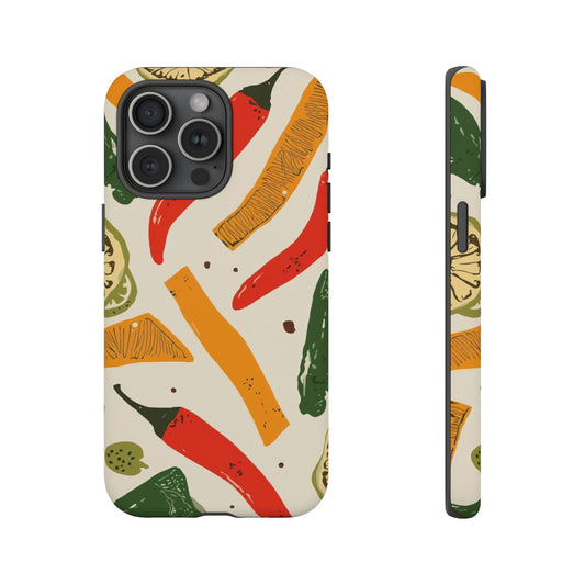 Spicy Peppers Phone Case – Colorful Chili, Lime & Citrus Pattern