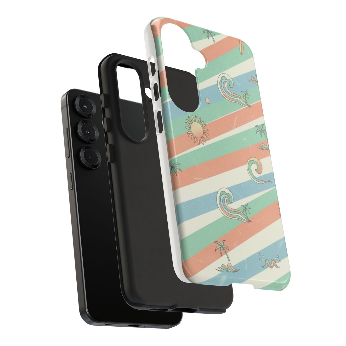Surf Stripe Tough Phone Case — Retro Beach Waves Pattern