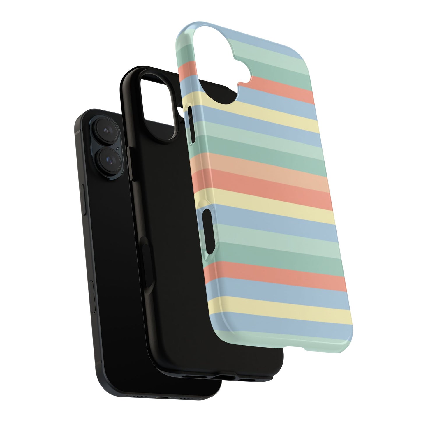 Pastel Striped Phone Case — Retro Horizontal Multi-Color Tough Case