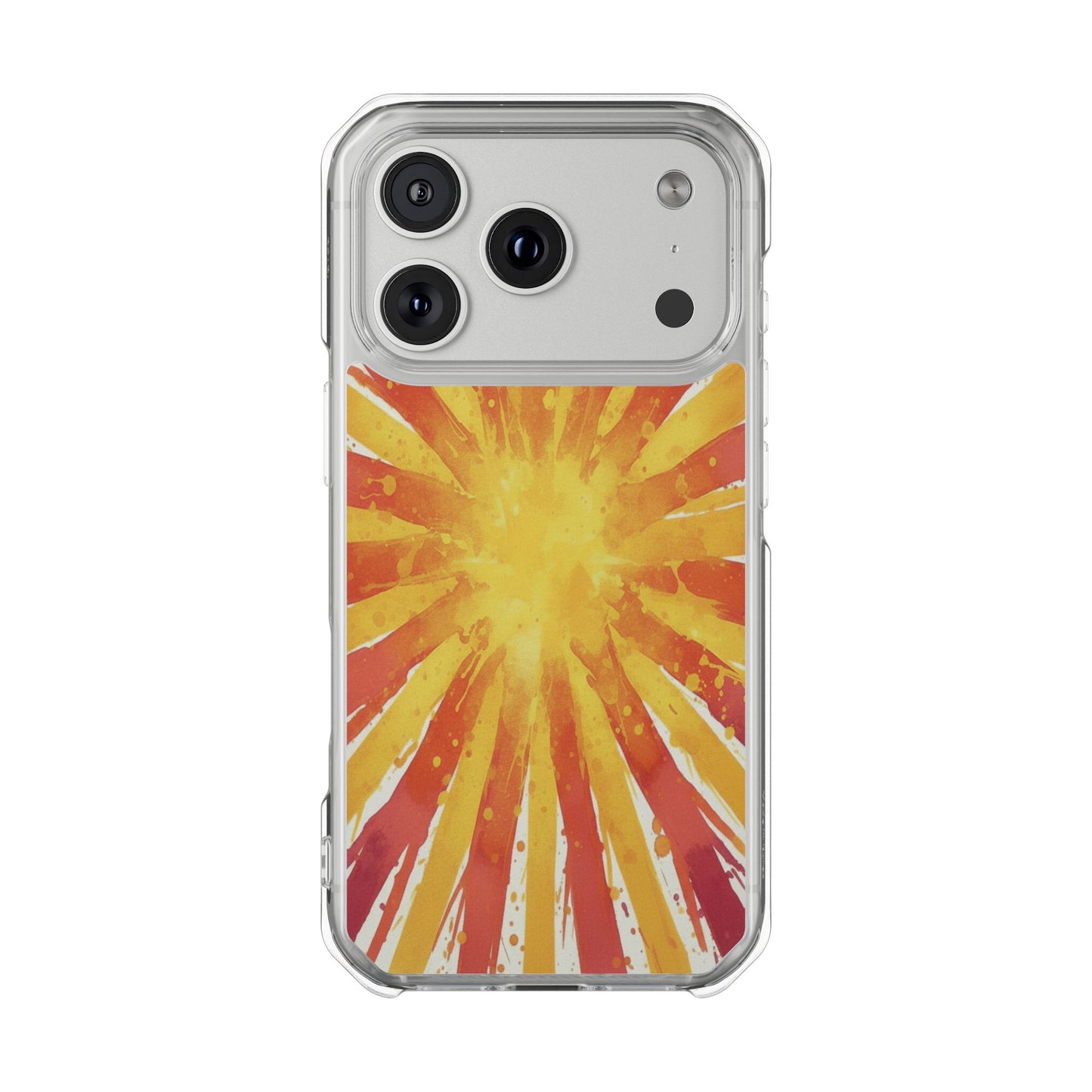 Clear Magnetic Phone Case — Retro Sunburst Design
