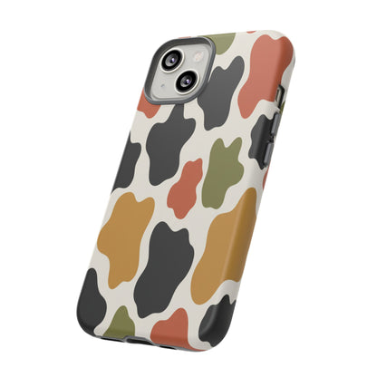 Camouflage Pattern Tough Phone Case – Retro Olive, Rust & Mustard Protective Cover