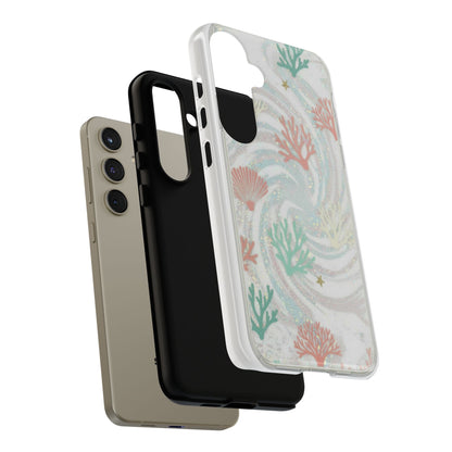 Seafoam Coral Tough Phone Case - Pastel Ocean Wave Design