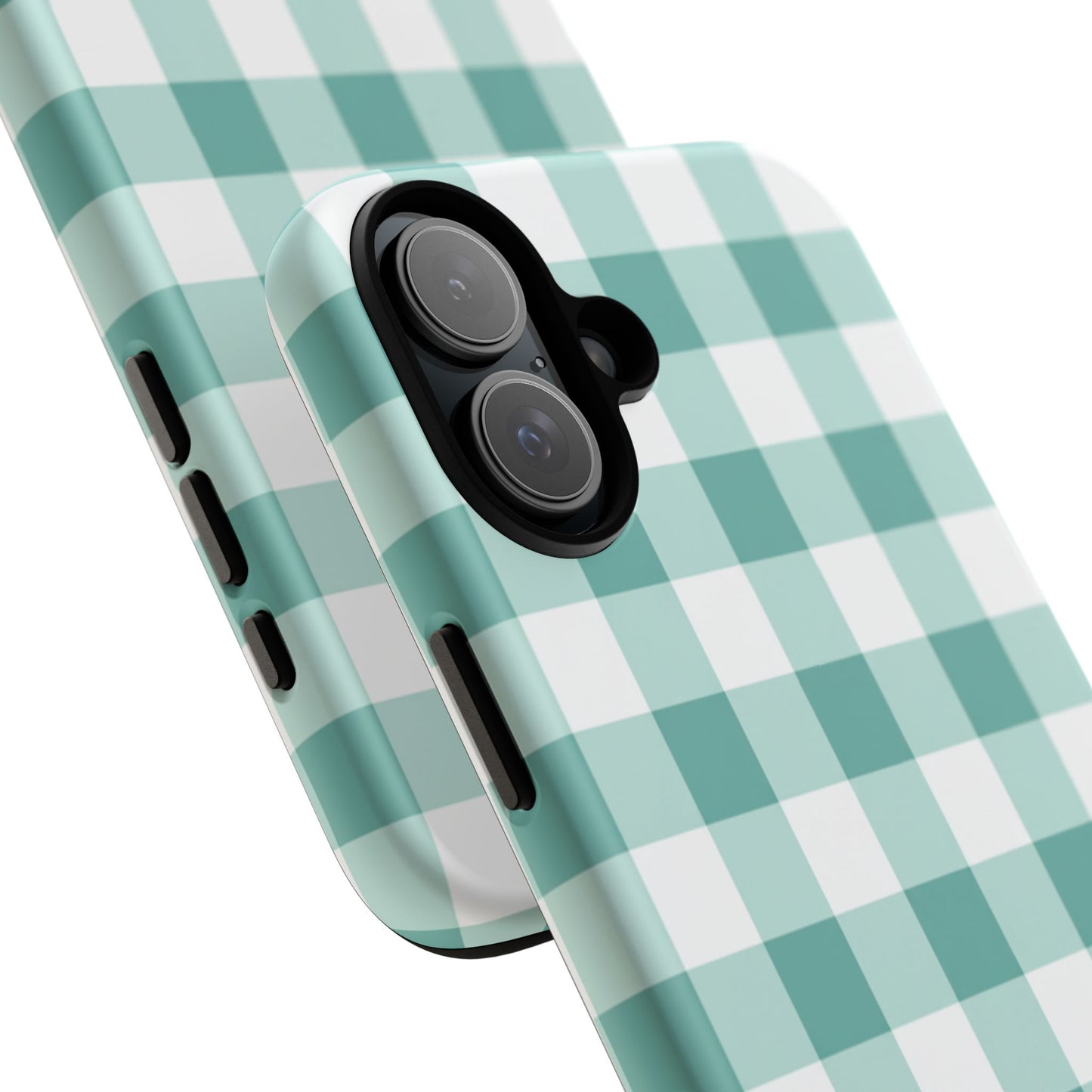 Mint Green Buffalo Check Tough Phone Case — Durable Plaid Protective Cover