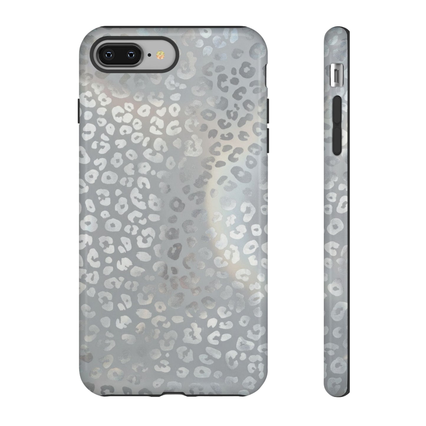 Grey Leopard Print Tough Phone Case — Durable Protective iPhone Cover