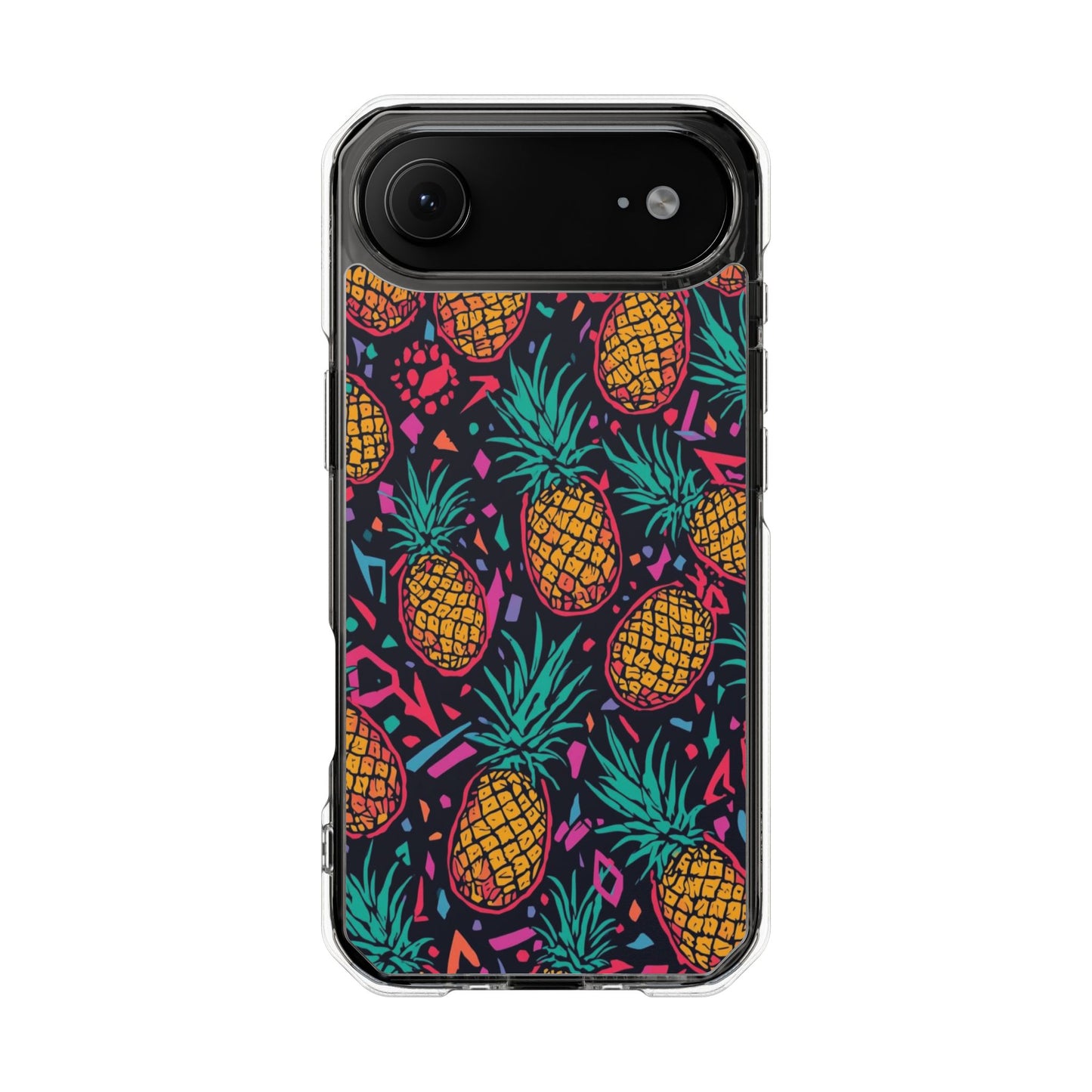 Clear Magnetic Phone Case — Tropical Pineapple Pattern