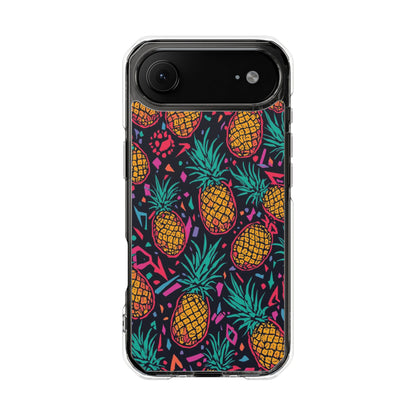 Clear Magnetic Phone Case — Tropical Pineapple Pattern