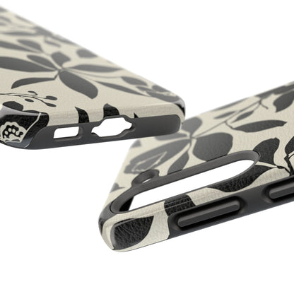 Tough Phone Case — Black Floral Silhouette Protective Cover