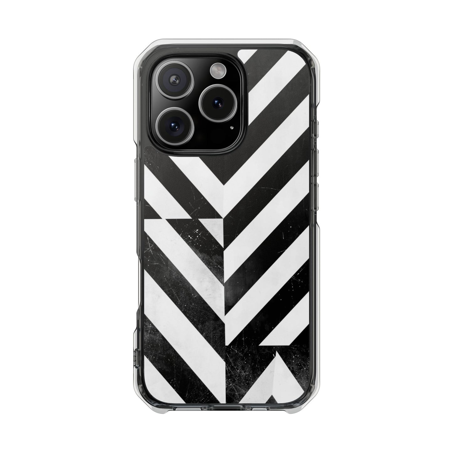 Clear Magnetic Phone Case — Bold Black & White Chevron Impact Design