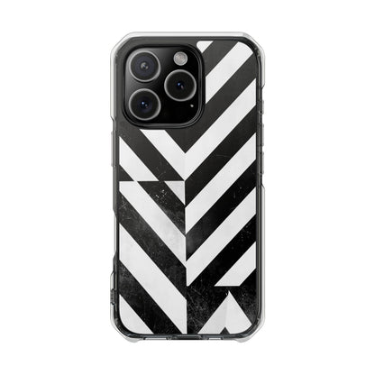 Clear Magnetic Phone Case — Bold Black & White Chevron Impact Design