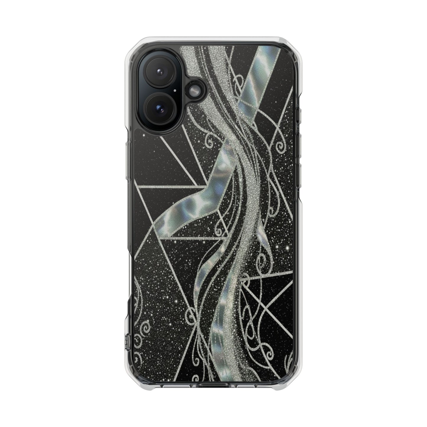 Clear Magnetic Impact Phone Case — Iridescent Geometric Design