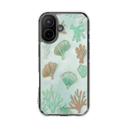 Clear Magnetic Phone Case — Seashell & Coral Beach Design