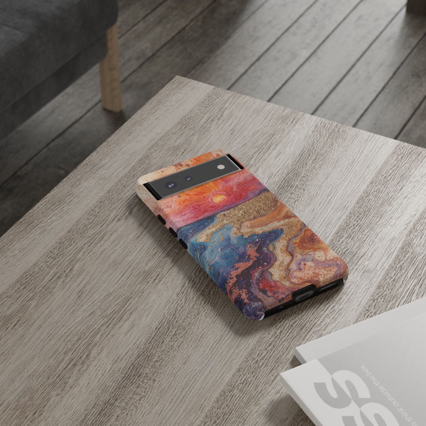 Sunset Coast Phone Case — Colorful Abstract Beach Art Tough Case