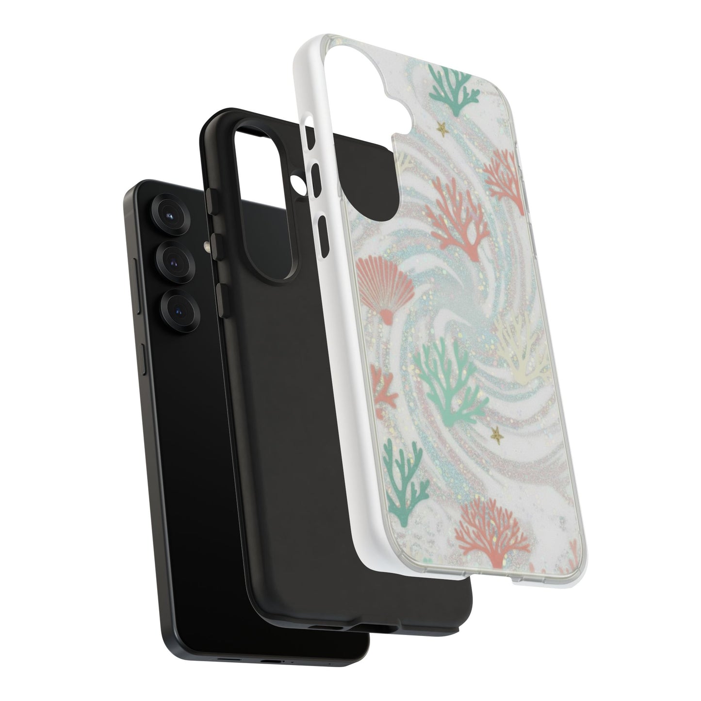 Seafoam Coral Tough Phone Case - Pastel Ocean Wave Design