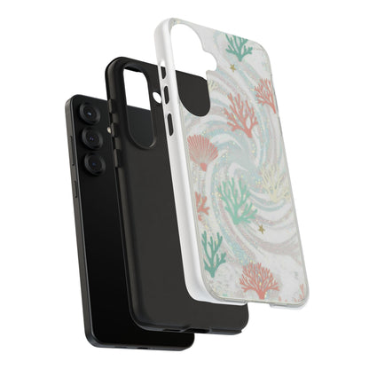 Seafoam Coral Tough Phone Case - Pastel Ocean Wave Design
