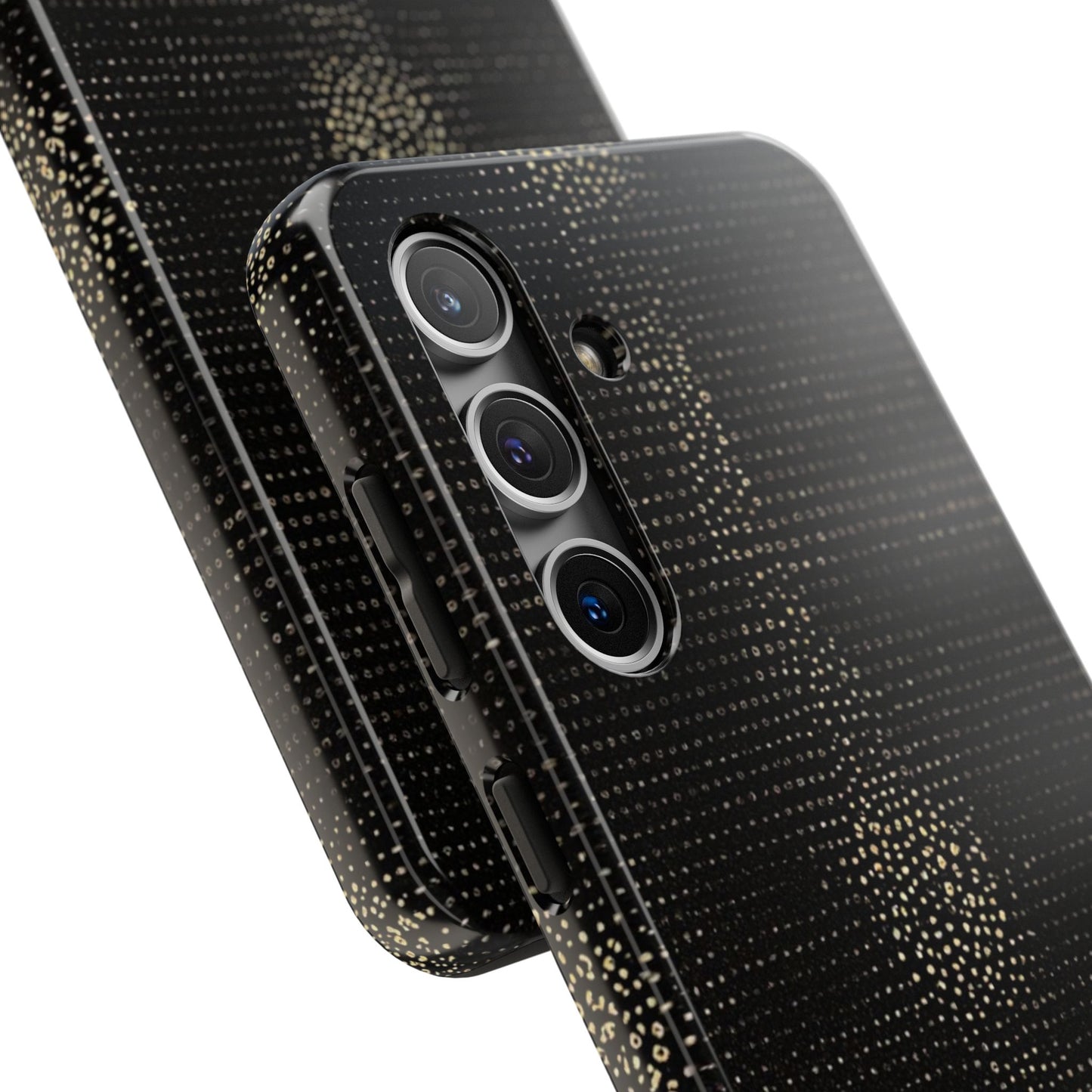 Tough Phone Case — Black Textured Metallic Dot Shield