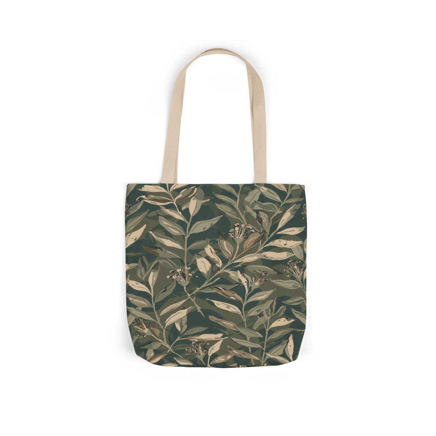 Botanical Leaf Canvas Tote — Green Vintage Foliage Market Bag