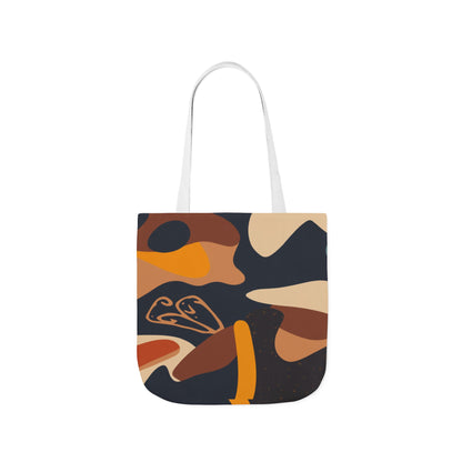 Abstract Earth-Tone Canvas Tote — Retro Organic Pattern