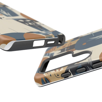 Cat Pattern Phone Case – Retro Abstract Cats Protective iPhone Cover