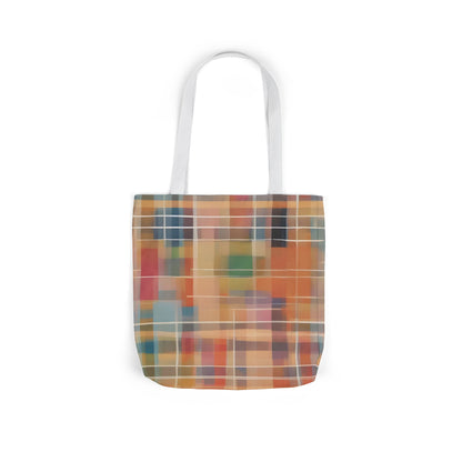 Autumn Plaid Canvas Tote Bag – Colorful Cozy Market Tote