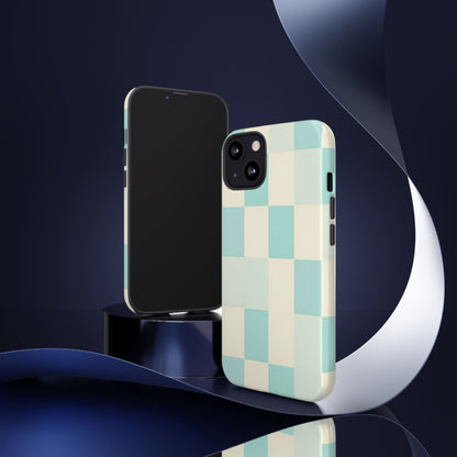 Pastel Checkerboard Tough Case – Mint & Cream Protective Phone Cover