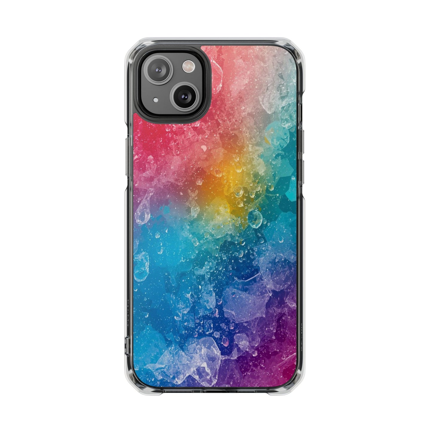 Clear Magnetic Phone Case — Rainbow Crystal Watercolor Impact Protective Cover