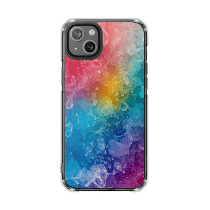 Clear Magnetic Phone Case — Rainbow Crystal Watercolor Impact Protective Cover