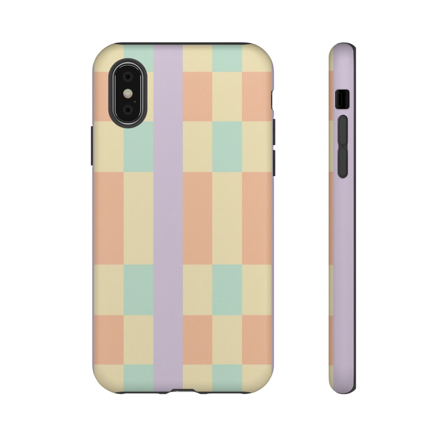 Pastel Checkered Phone Case — Retro Stripe Tough Case