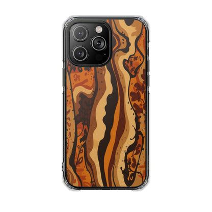 Amber Swirl Magnetic Clear Impact Phone Case — Protective Clear Case with Abstract Woodgrain Design
