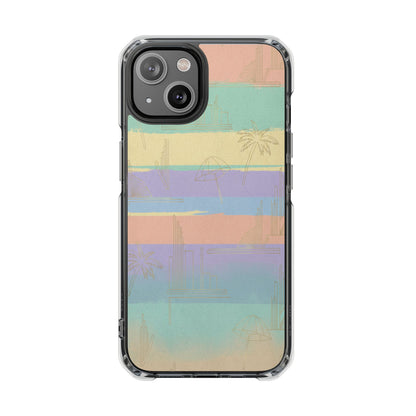 Pastel Stripe Clear Magnetic Impact Phone Case — Retro Beach Vibes