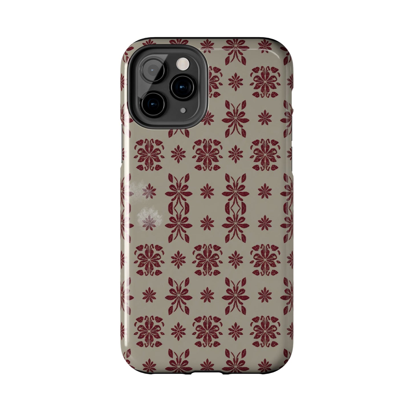 Tough Phone Case — Vintage Red Floral Pattern Protective Cover