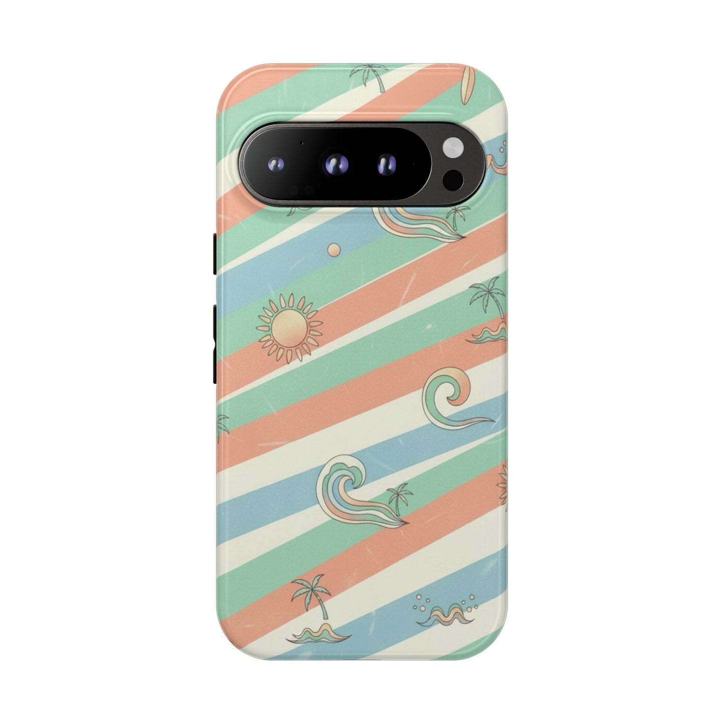 Surf Stripe Tough Phone Case — Retro Beach Waves Pattern