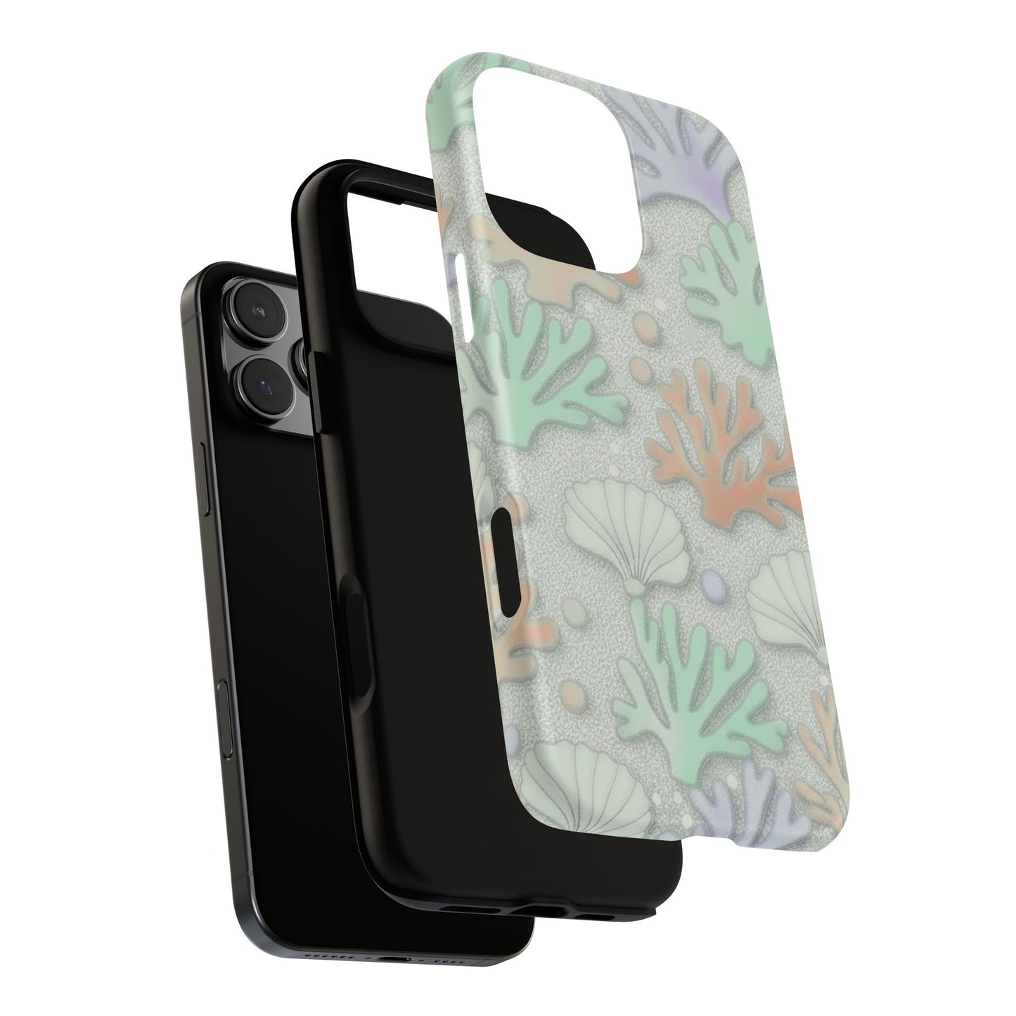 Pastel Coral Reef Tough Phone Case – Sea Shell & Coral Pattern Durable Protector