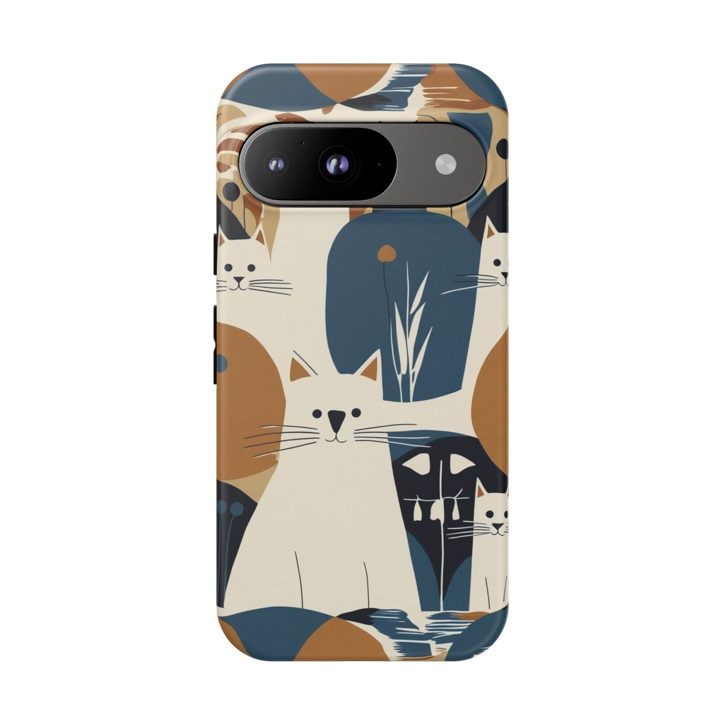 Cat Pattern Phone Case – Retro Abstract Cats Protective iPhone Cover
