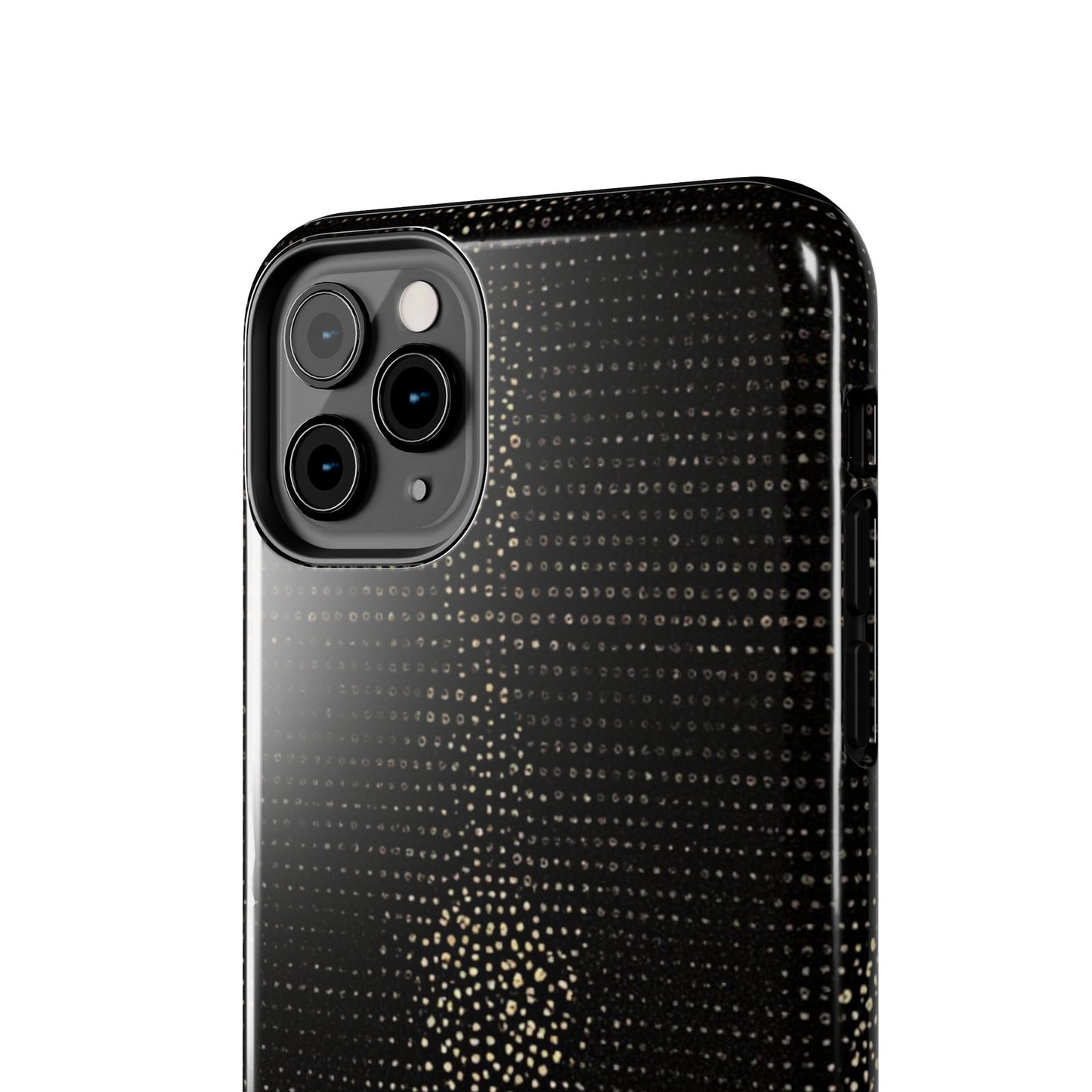 Tough Phone Case — Black Textured Metallic Dot Shield