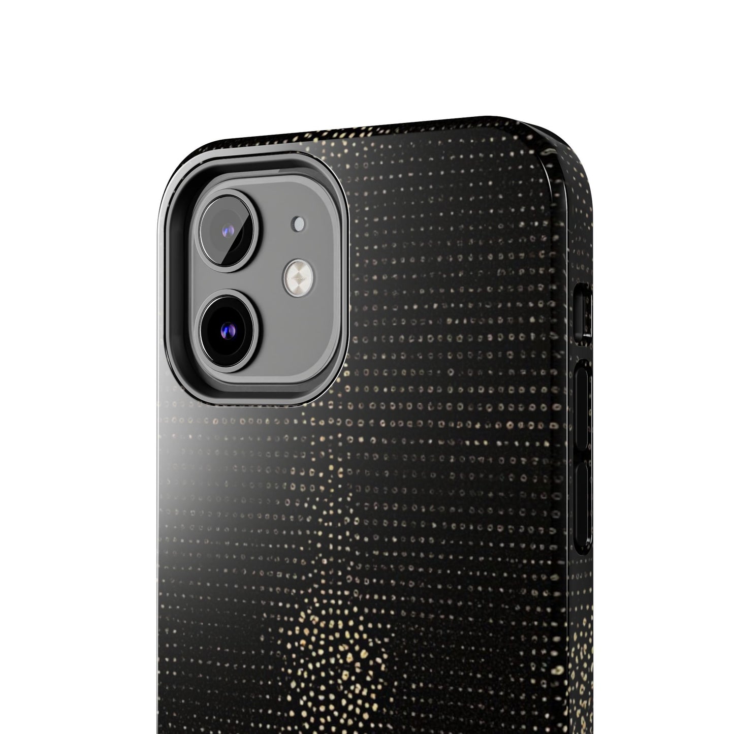 Tough Phone Case — Black Textured Metallic Dot Shield