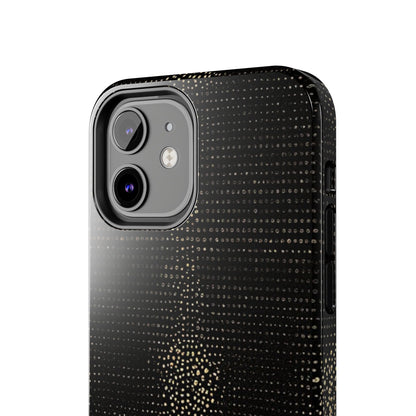 Tough Phone Case — Black Textured Metallic Dot Shield