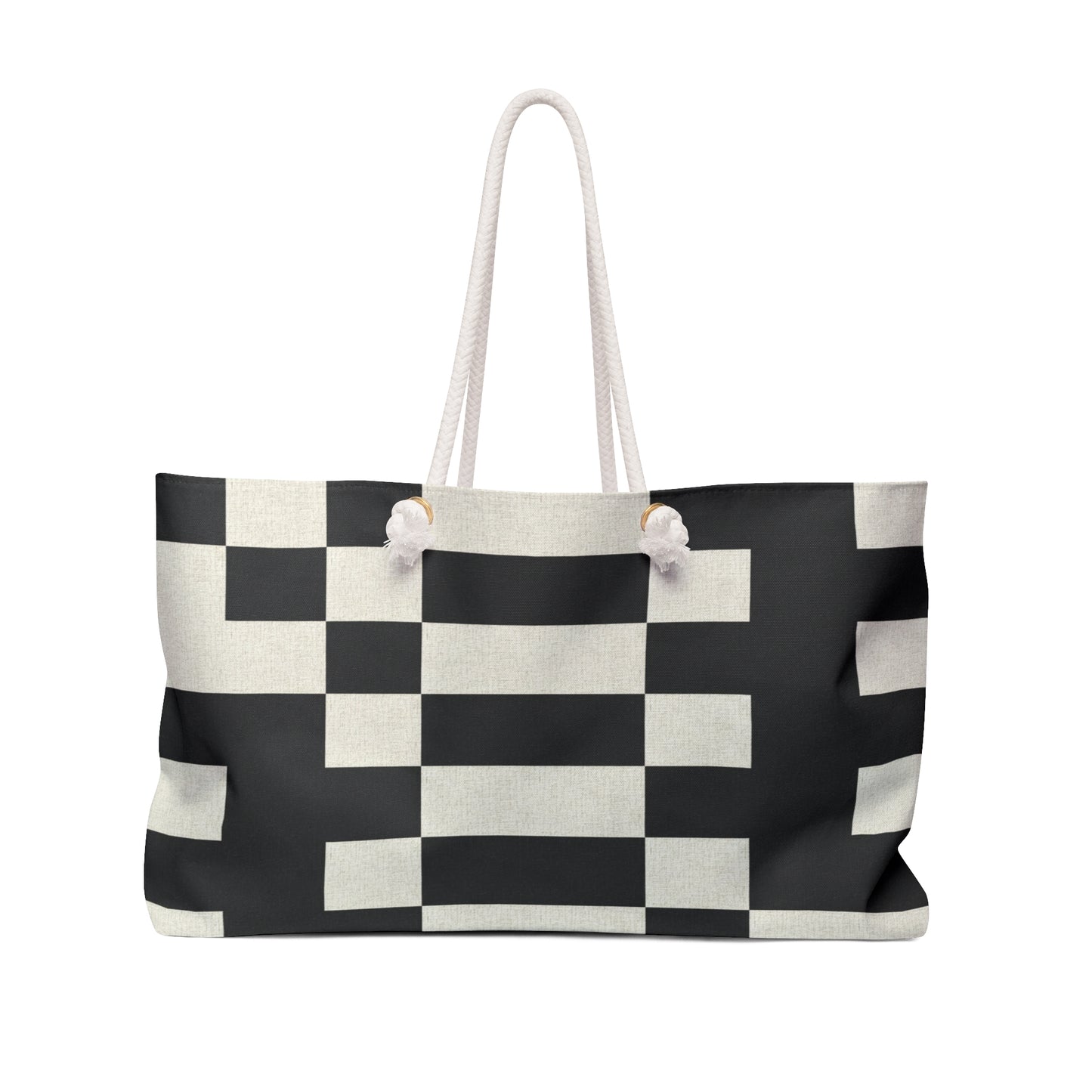 Monochrome Checkerboard Weekender Bag — Black & Ivory Travel Tote