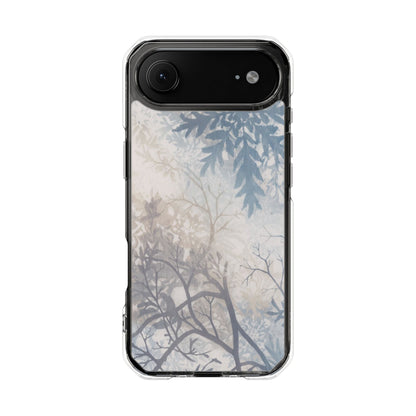 Clear Impact Phone Case with Delicate Botanical Shadow Design — Magnetic Compatible