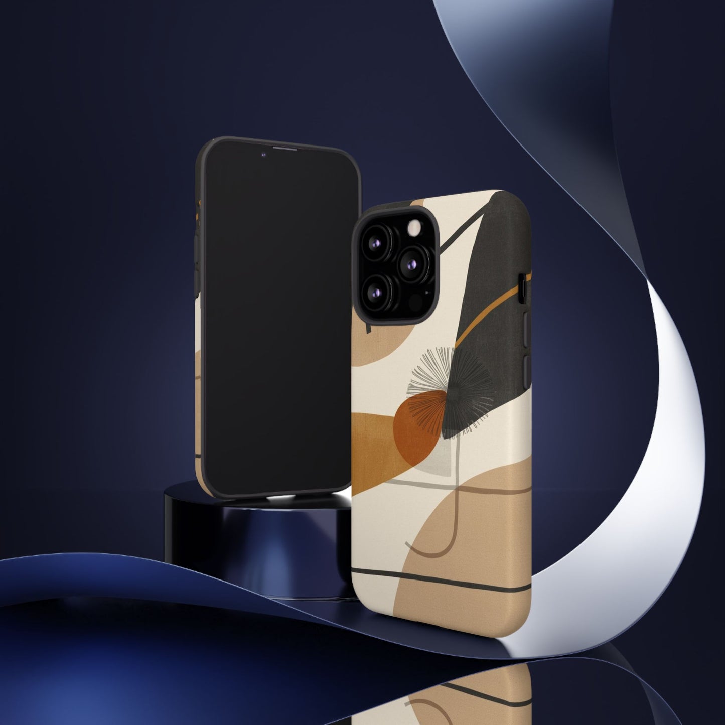 Abstract Earth Tone Phone Case — Mid-Century Minimalist Tough Case