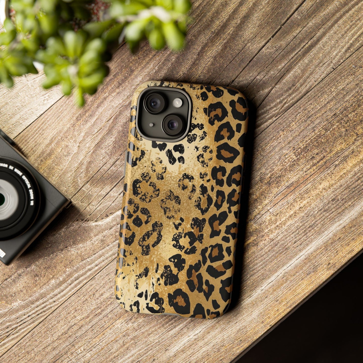 Leopard Print Tough Phone Case — Durable Protective iPhone Cover