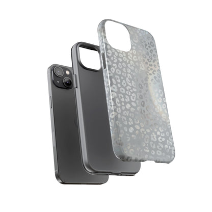 Grey Leopard Print Tough Phone Case — Durable Protective iPhone Cover