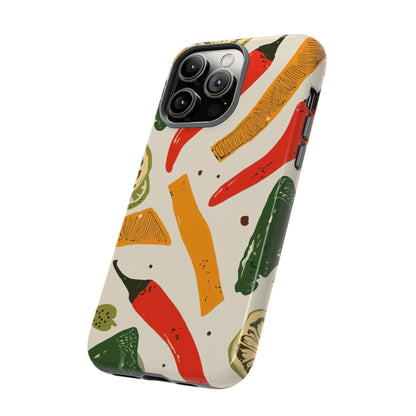 Spicy Peppers Phone Case – Colorful Chili, Lime & Citrus Pattern