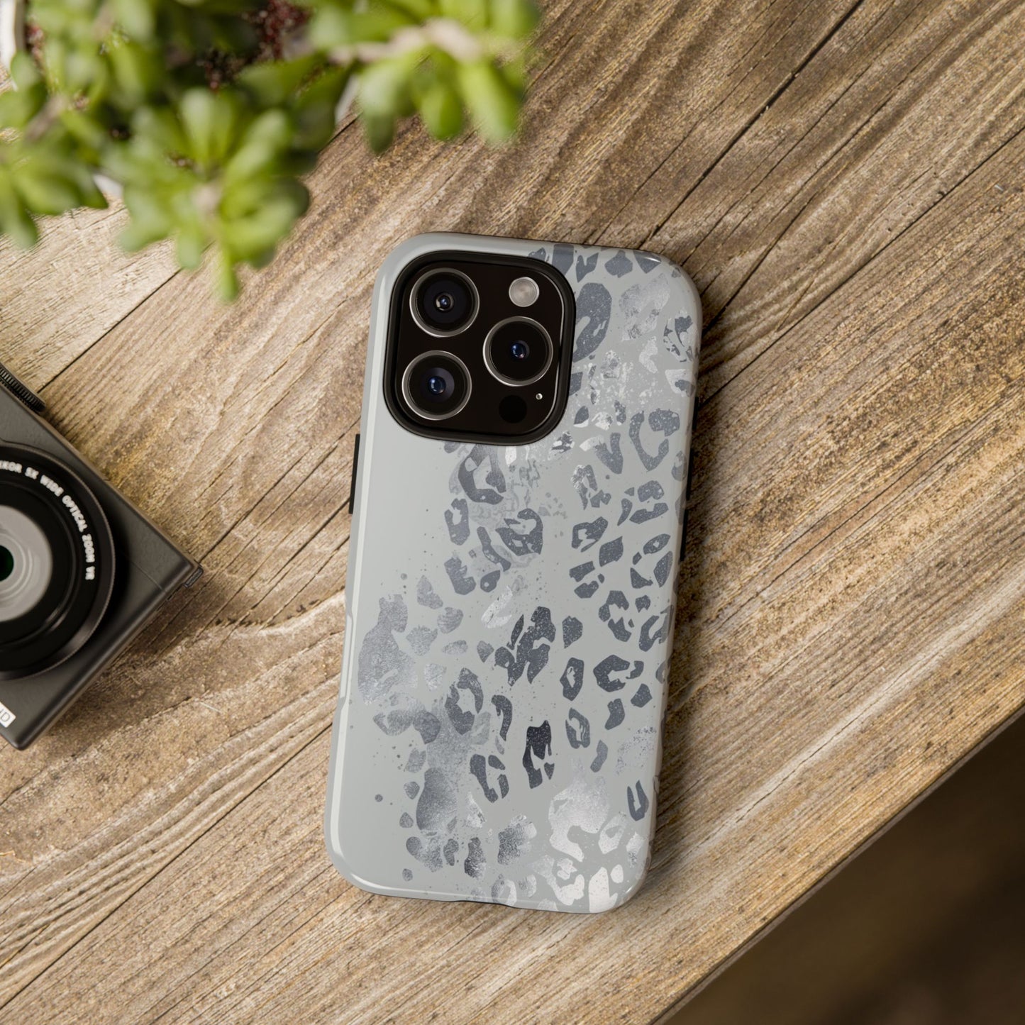 Gray Leopard Print Tough Phone Case