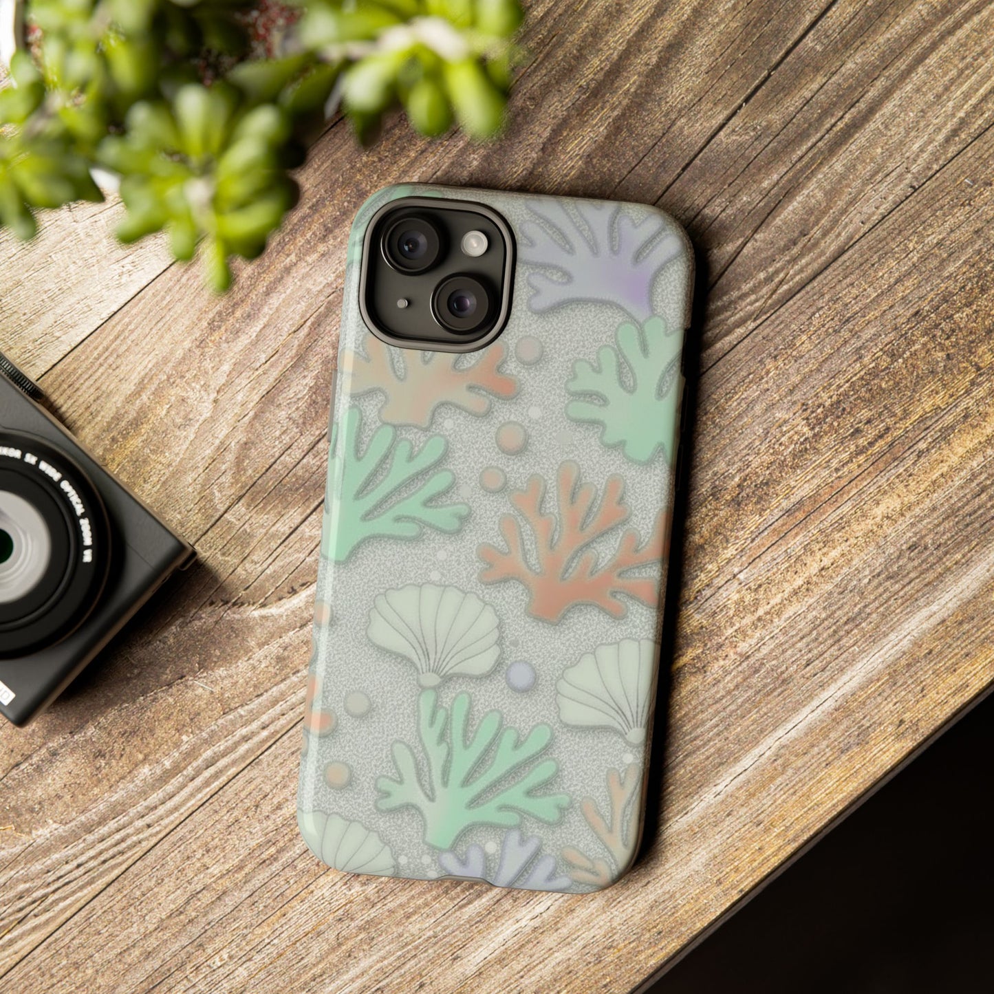 Pastel Coral Reef Tough Phone Case – Sea Shell & Coral Pattern Durable Protector
