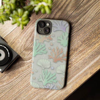 Pastel Coral Reef Tough Phone Case – Sea Shell & Coral Pattern Durable Protector