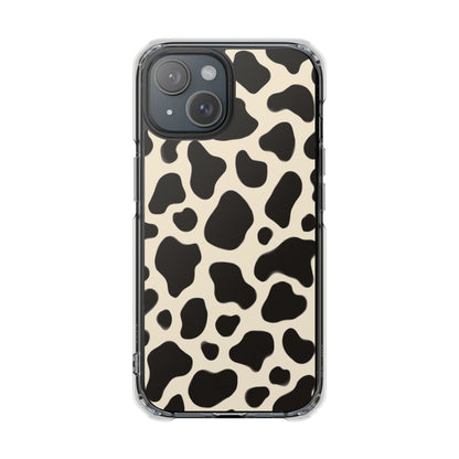Cow Print Clear Magnetic Phone Case — Impact-Resistant Stylish Protection
