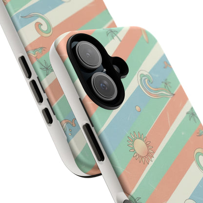 Surf Stripe Tough Phone Case — Retro Beach Waves Pattern