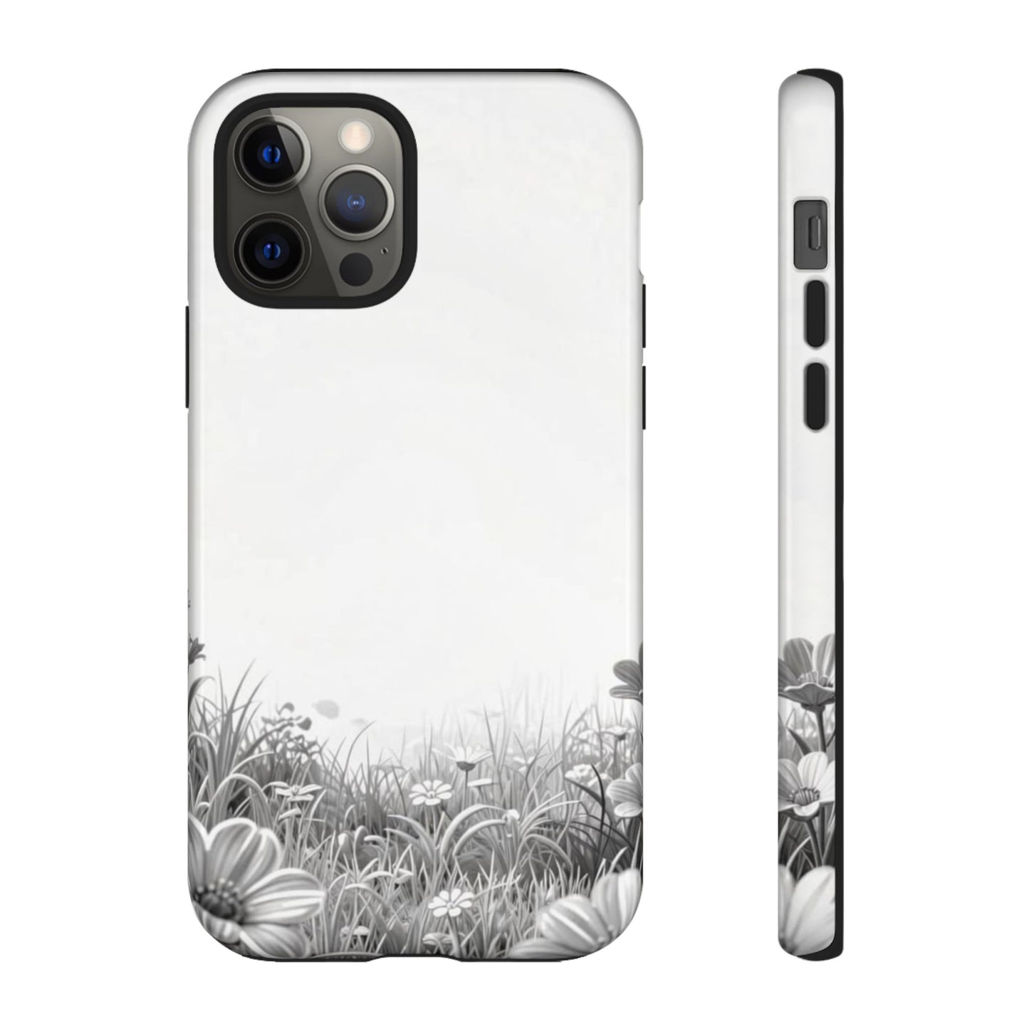 Butterfly Floral Tough Phone Case – Monochrome Garden Protection